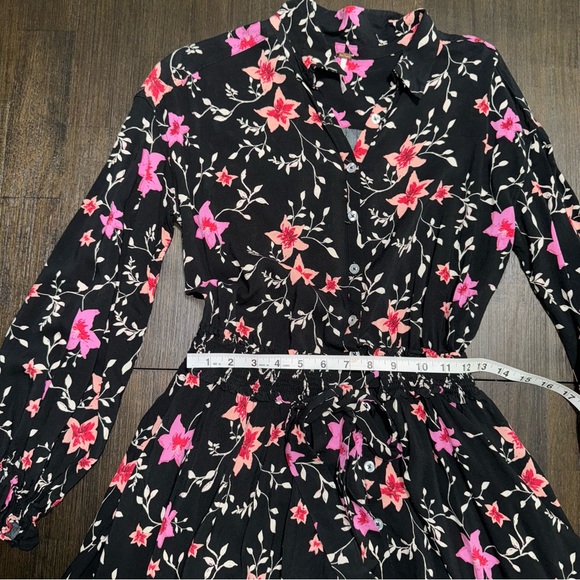 Free People Lighten up Long sleeve Mini Dress in Black and Pink XS - Picture 4 of 9